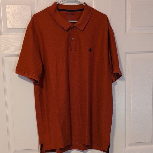 IZOD Men's Burnt Orange Advantage Performance Stretch Short Sleeve Polo - Picture 1 of 6